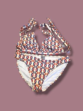 Catalina Red, Blue & White Geometric Print Bikini